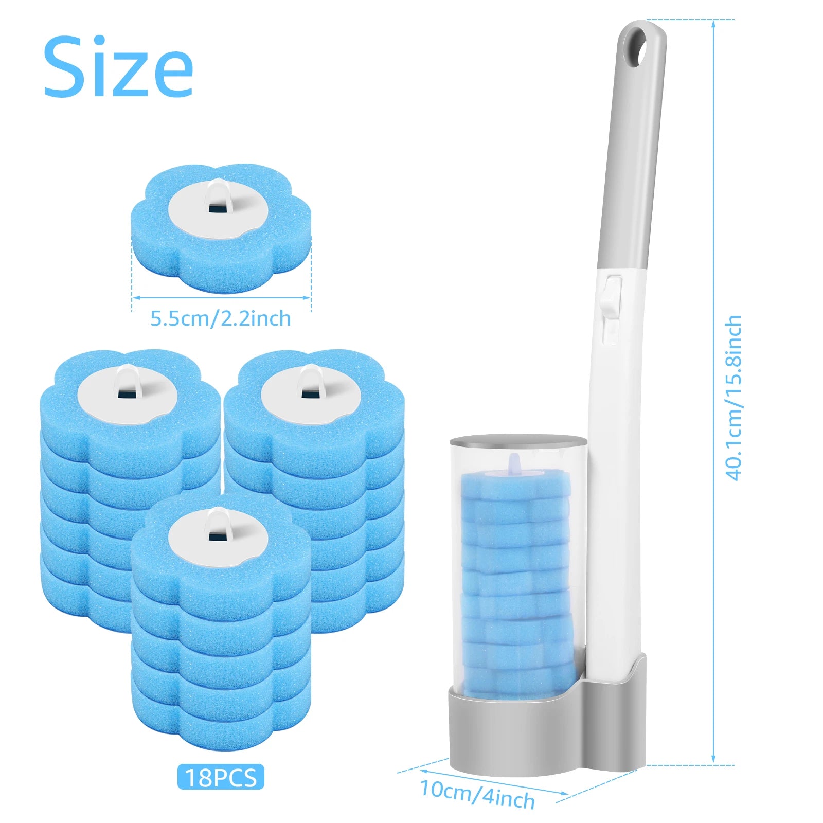 18/36Pcs Toilet Brush with Disposable Replacement Head Kits Upgrade Long Handle Bathroom Cleaning Brush for Home Wc Accessories